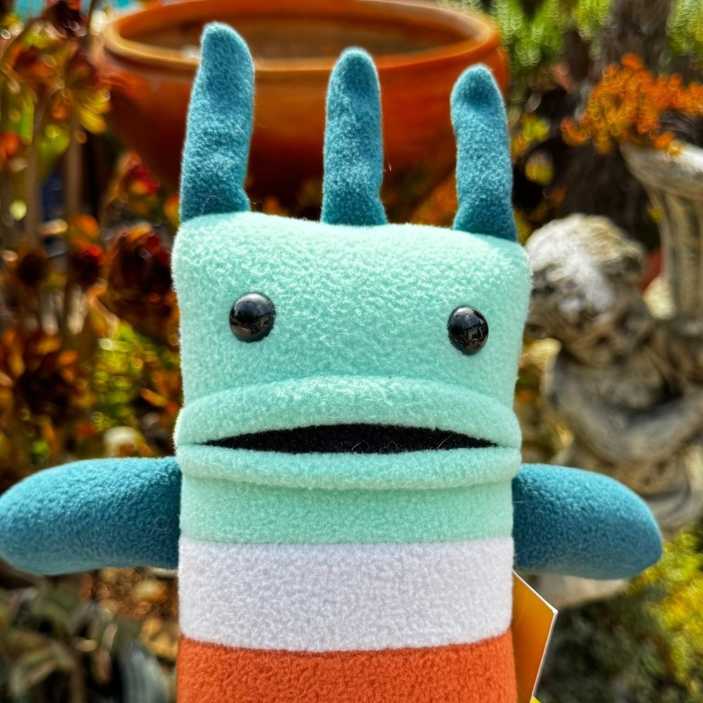 Mr Sogs Creatures Striped Monster Plush Teal Mint Orange Handmade USA NWT CUTE